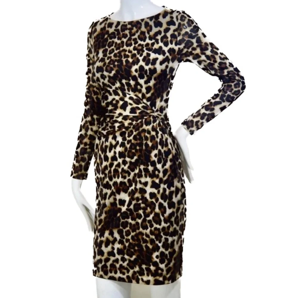 Leopard Print Mini Night Out Dress by Carmen Marc Valvo.Made in US